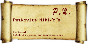 Petkovits Miklós névjegykártya