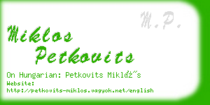 miklos petkovits business card